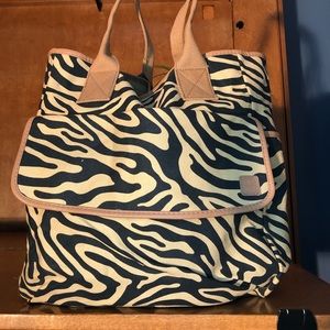 Cotton Canvas Zebra Print Tote Bag